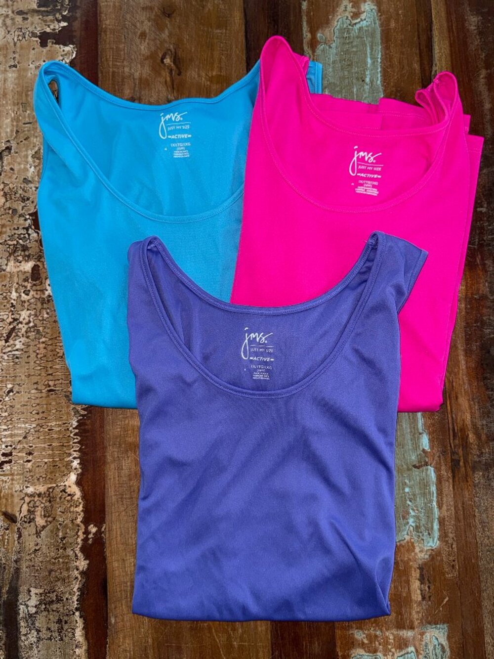 3 Pack JMS Just My Size Colorful ‎ Cooldri Athletic Tank Tops Size 1X